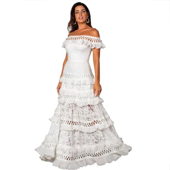 Baltos Spalvos Nėrinių Princesė Vestuvių Suknelė Seksualus Off Peties Iškirpti Lotus Lapų Pigūs Vestuvinių Suknelių Šalis Suknelė Vestido De Noiva Praia
