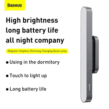 Baseus LED Stalo Lempa Magnetinio Stalo Lempos Kabo Wireless Touch Naktį Šviesos Tyrimas Lempa Tolygus Reguliavimas USB Šviesos