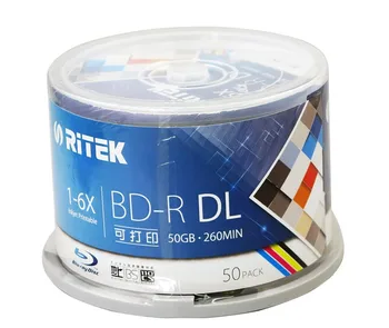 BD-R 50G 10vnt - RITEK BD-R 1-50GB 6X BDR Disko versija Spausdinimui Blue-ray BD-R Tuščią diską Ritek (Taivanas)