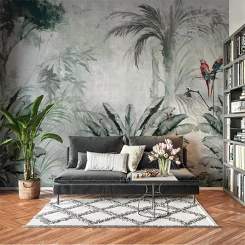 Beibehang užsakymą Šiaurės tropinių augalų lapai šiuolaikinės tapetai minimalistinio TV foną 3D sienų lipdukai namų dekoro kambarį