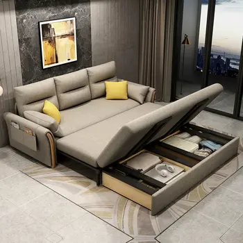 Chinafurniture modernus daugiafunkcinis audinio sulankstomas medžio masyvo sofa-lova kambarį mažame bute dvigubos paskirties