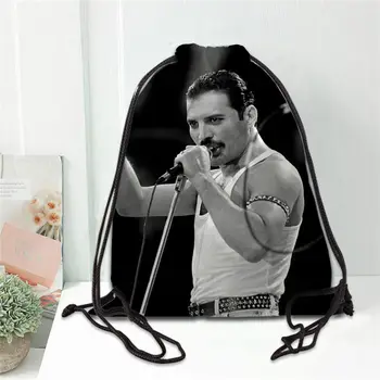 Custom Freddie Mercury Spausdinimo Raišteliu Kuprinė Batų krepšys Kelionės Paplūdimio Mokyklos Multi-funkcija Satino Raišteliu Krepšiai