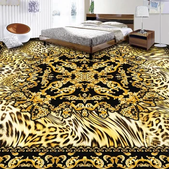 Custom Grindų, Sienų Tapetai, 3D Stereo Prabangus Leopardas Modelis Freska Viešbutis PVC Lipnios Vandeniui Namų Dekoro Grindų Lipdukas
