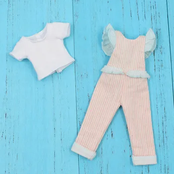 DBS blyth ledinis lėlės drabužiai rožinė mėlyna dryžuotas jumpsuit balta trumparankoviai mielas mados mergaitė 1/6 žaislas dovanos