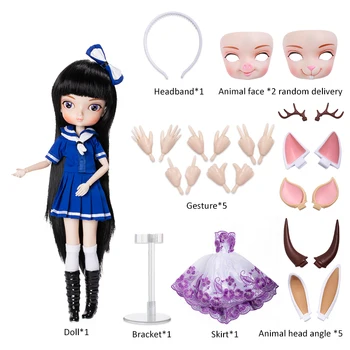 Didelis eyed girl lėlės BBGirl 2.0 naują atvykimo,parduoti su animial veidus ir daugiau priedai