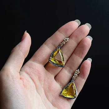 Didelis Trikampis Aukso Kubinių zirconia akmenys Tabaluoti Auskarai Papuošalai Neįprasto dizaino Prabangūs, Dideli auskarai Moterims
