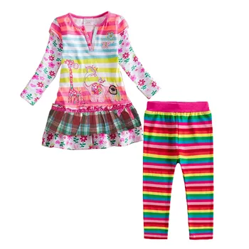 Dxton 2VNT Vaikų Drabužių Rinkiniai Mergaitėms ilgomis Rankovėmis Triušis Mergaičių Suknelė su Rainbow Antblauzdžiai Žiemos Mergaičių Drabužių Rinkiniai 2-8Y