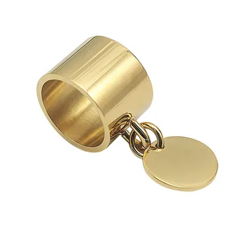 Engravable Pločio Žiedai Paprasto Aukso Juosta Midi Piršto Žiedas su apvaliu Tuščią Lazerio Pavadinimas Metalo Žavesio Žymeklį Bague