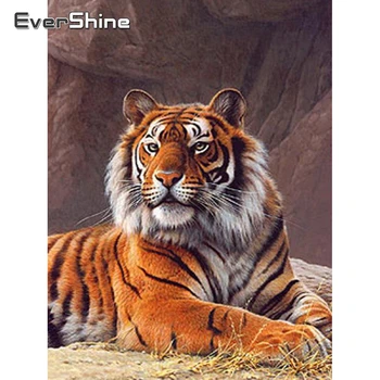 EverShine Diamond Siuvinėjimo Tigras Kryželiu Diamond Tapyba Su Kvadratiniais Cirkonio Gyvūnų Deimantų Meno Granulių Nuotrauką Rinkiniai
