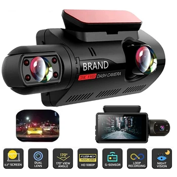 FHD Automobilių DVR Kamera Nauja Dash Cam Dual Įrašyti Paslėptų Vaizdo įrašymo Brūkšnys Cam 1080P Naktinio Matymo automobilių Stovėjimo aikštelė Stebėsenos G-sensorius