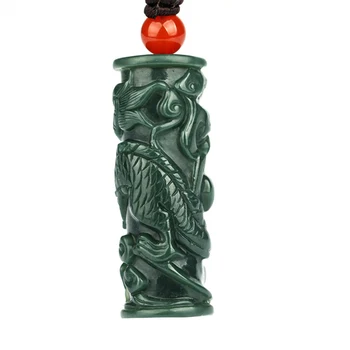 Gamtos Hetian Jade Dragon ramstis Jade Pakabukas Papuošalai Pasisekė Exorcise piktųjų dvasių Auspiciou Amuletas Fine Jewelry Jade Pakabukas