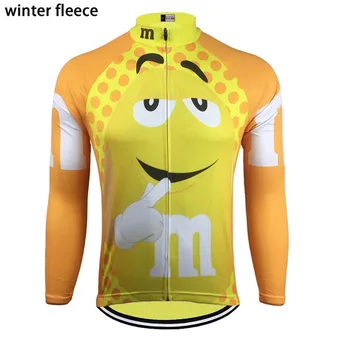 Geltona Dviračių Jersey ilgomis rankovėmis dviračių drabužiai dviračių žiemos vilnos ir ne vilnos ropa ciclismo mtb jersey