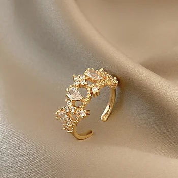 J052 Pietų Korėjos Naujas Mados Cirkonis Karūna INS Stiliaus Atidarymo Reguliuojamas Ponios rodomojo Piršto Žiedą, Dovana Moteriai, Žiedas, Papuošalų 2021