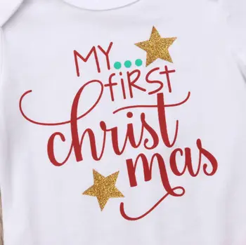 Kalėdos Mano 1 Kalėdų Kūdikis Merginos Princesė Romper marškinėliai +Tutu Pynimas Trumpas Gama Drabužių Nustatyti Kūdikio Kalėdos Komplektai