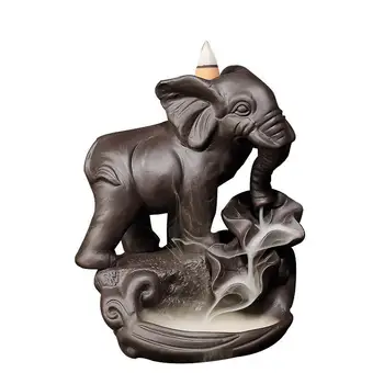 Keramikos Indijos Ganeša Dramblys Dievo Budos Statula Moliuskui Smilkalų Degiklis Dūmų Krioklys Smilkalų Laikiklis Office Arbatos Dekoras
