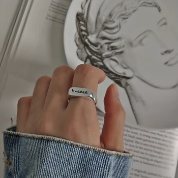 Kinel INS, korėjiečių, Japonų Stiliaus 925 Sterlingas Sidabro Žiedas Ponios Fine Jewelry Užrašu 925 Atidarymo Piršto Žiedą Mados Bijoux
