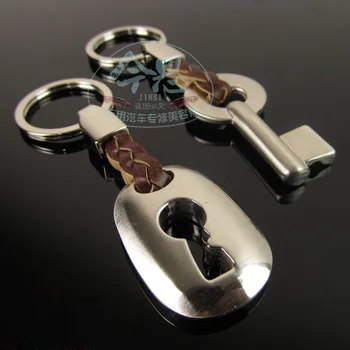 Kokybės natūralios odos mėgėjams užrakto pultelio klavišą žiedas metalo key chain mėgėjams