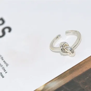 Korėjos 925 Sterlingas Sidabro Žiedas Moterims Paprastas Mazgas Atidaryti Žiedas Mados Piršto Žiedas Papuošalai Anillos Plata 925 Para Mujer Pandora