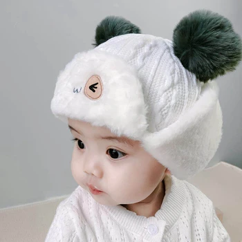 Korėjos versija pat vaikų skrybėlę žiemos stilius storo aksomo, šilta ir vėjo earmuffs Lei Feng skrybėlę kūdikių skrybėlę