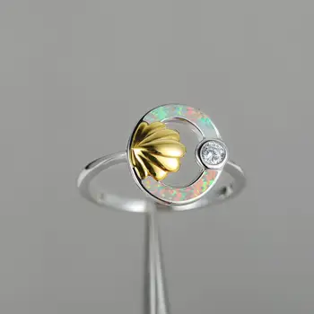 Kūrybos Aukso Apvalkalo opalas žiedas mados paprasta cirkonis ponios žiedas šalis žiedas gimtadienio dovana