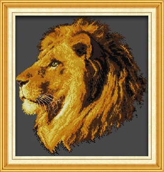 Liūtas kryželiu rinkinys 14ct 11ct prieš antspaudu drobė siuvinėjimui 