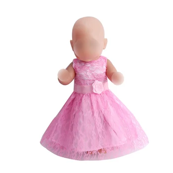 Lėlės cothes nėrinių suknelė Rožinė safyro mėlyna violetinė tinka 43 cm kūdikių lėlės ir 18 colių Mergina lėlės priedai f130-f133