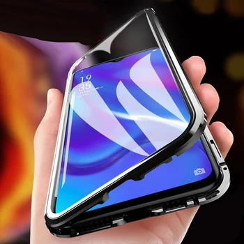 Magnetinės Metalo Case For Samsung Galaxy A11 A21 A41 A51 Priekinio ir Galinio Stiklo Dangtis Galaxy A71 A81 A91 atsparus smūgiams Atveju