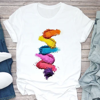 Marškinėliai Moterims Spalva sudaro Tapybos Mados 3D Grafikos Atsitiktinis Trumpas Rankovės Tees Topai Marškinėliai Moteriška Ponios Moterų Lady T-shirts