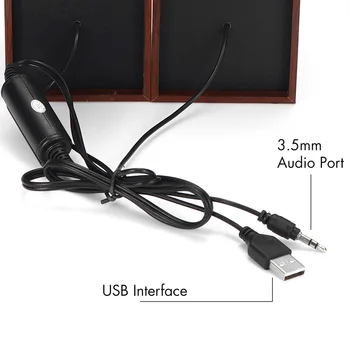 Medinis USB Laidinio Garsiakalbiai Kompiuterio žemų dažnių Garsiakalbiai su 3,5 mm Bass Stereo KOMPIUTERYJE, Nešiojamas, Nešiojamasis Muzikos Grotuvas
