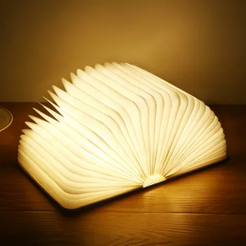 Medinė knyga, lempa Nešiojama USB Įkraunamas LED Magnetic7color Pritemdomi, Sulankstomas Naktį Šviesos Stalo Lempos Namų Dekoro