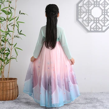Mergina Siuvinėjimo Han Fu Princess Gimtadienio Šokis Atlikti Suknelė Vaikams Tradicinis Vaikų Ilgai Vestuvių Vakaro Suknelė
