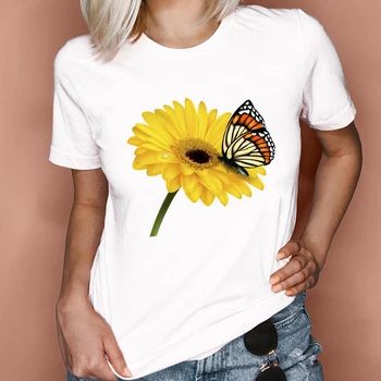 Moterys, Grafikos, Akvarelės 2021 Drugelis Mados 90-ųjų Vasaros Drabužių Pavasario Lady Drabužius Viršūnes Tees Spausdinti Moterų Marškinėlius (T-Shirt