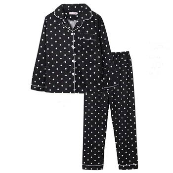 Moterų Pajama Nustatyti Polka Dot Sleepwear Pledas Pyjama Kostiumai Femme Seksualus naktiniai drabužiai Žiemos Homewear Spausdinimo Seksualus apatinis Trikotažas Dryžuotas