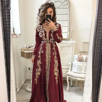 Musulmonų vakarinių Suknelių Linijos, V-kaklo, ilgomis Rankovėmis Šifono Dubajus Abaja Saudo arabų Maroko Ilgai Vakare Gown Prom Dresses Prom