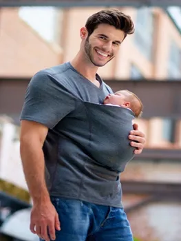 Nauja Tėvas Vežėjas T-shirt 2020 viršūnes baby carrier, packback daugiafunkcį vasaros priekiniai atlikti kangaroo kišenės drabužius tėtis pappy