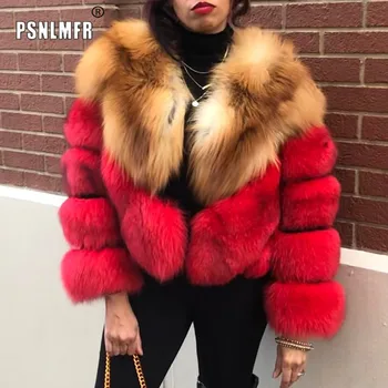 Nekilnojamojo Red Fox Fur Coat Natūralių Kailių Moterų Drabužių Žiemos Striukės Gamtos Visą Pliaupti Storas Šiltas Kailis Luxuryr
