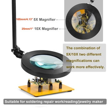 NEWACALOX Belaidžio Nuotolinio Valdymo pulto LED Lempos, 5X didinamasis stiklas 3 Tamsos Rūšių Šviesos USB Maitinimo Suvirinimo Grožio Skaitymo Priemonę