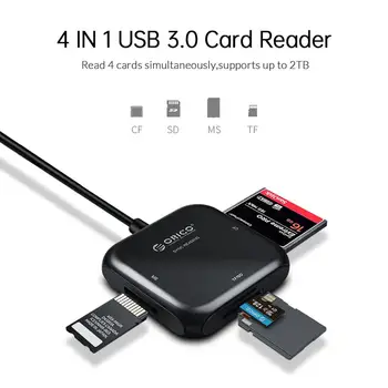 ORICO 4 in 1 USB 3.0 OTG Smart Card Reader, Flash Multi Atminties Kortelių Skaitytuvas dėl TF SD, MS, CF 4 Kortelės Read & Write Vienu metu