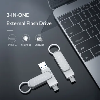 ORICO USB Flash Drive 3-In-1 Tipo C USB3.0 Micro-B 64GB 32GB USB3.0 
