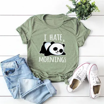 Plius Dydis S-5XL Naujos Panda Print Moterys, T-Marškinėliai, Medvilnės Marškinėliai Moterims O Kaklo trumpomis Rankovėmis Vasarą Topai Marškinėliai Moteriška Marškinėlius