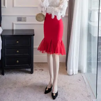 Plus Size 5xl Moterų Undinė Sijonas Didelis Dydis 4xl Atsitiktinis Aukšto Juosmens Akių Sijonas korėjos Office Moterų Sexy Midi Sijonai Jupe Femme