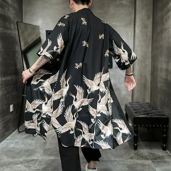 Plus Size Yukata haori vyrų Japonijos Ilgai kimono megztinis vyrams samurajus kostiumo kimono apranga striukė vyrai kimono yukata haori