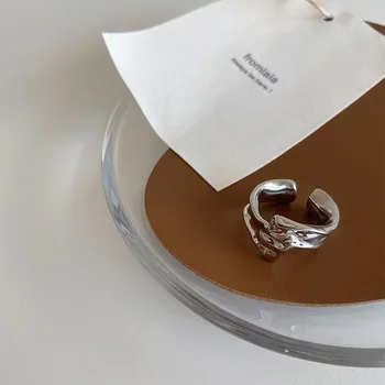 Prancūzijos Šviesą Aukso Sidabro Spalvos Žiedai Netaisyklingos Moterų Mujer Reguliuojamas Atidaryti Geometrinis Platus Žavesio Žiedų Derliaus Priedai