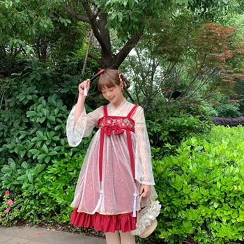 Princess arbatėlė Hanfu elementas suknelė preppy stilius studentų retro saldus lolita rinkiniai viktorijos spausdinimo kawaii girl loli cos