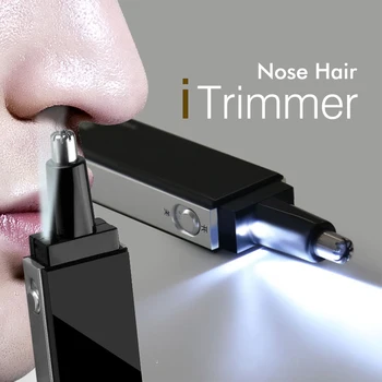 PRITECH Neskausmingas Nosies Plaukų Žirklės su LED Šviesos Elektros Antakių Žoliapjovės Vyrų Privačių Valymo Nosies Plaukų Cutter ( Baterija )