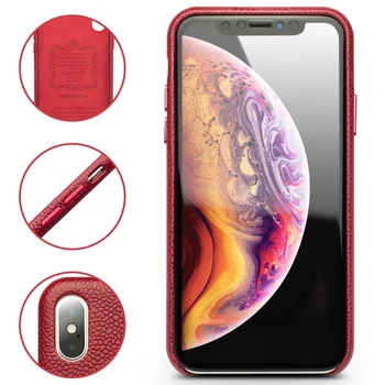 QIALINO Prabangus natūralios Odos Dangtelis Apple iphone X/XS 5.8 colių Stilingas Ultra Light Galinį Dangtelį iPhone XS MAX 6.5 colių