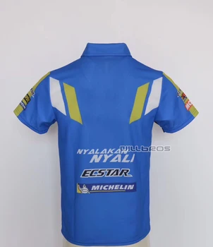 Quick Dry trumpomis Rankovėmis Už Suzuki Motokroso Garvežių Gatvės Moto Off Road Mens Mėlynos spalvos Polo Marškinėliai Motociklo T-shirt