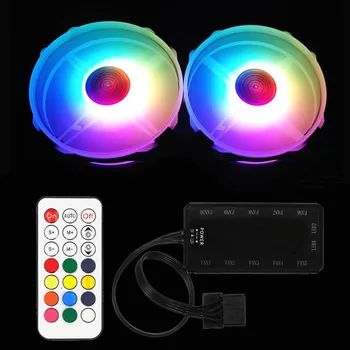 Rainbow Šviesos RGB Reguliuojamas Spalva Aušinimo Ventiliatorius 120mm LED PC Kompiuteris Silent Case Fan Controller VH99