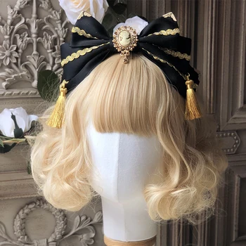 Retro Gotikos Mergina Spalvingas Aukso KC Hairband galvos Apdangalai Palace Stilius Saldus Lolita Lankas Kutas Plaukų lankų Lankelis Plaukų Aksesuarai