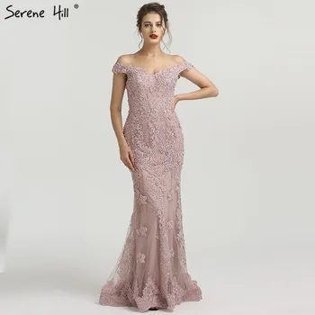 Rožinė Undinė Valtis Kaklo Seksualus Vakaro Suknelės 2020 Nėrinių Kriaušės Diamond Elegantiškas Mados Oficialų vakarinę Suknelę Realios Foto LA6560